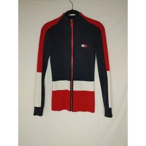 Tommy Hilfiger Women's Ribbed Mock Neck Full Zip Logo Jacket Size‎ xxs